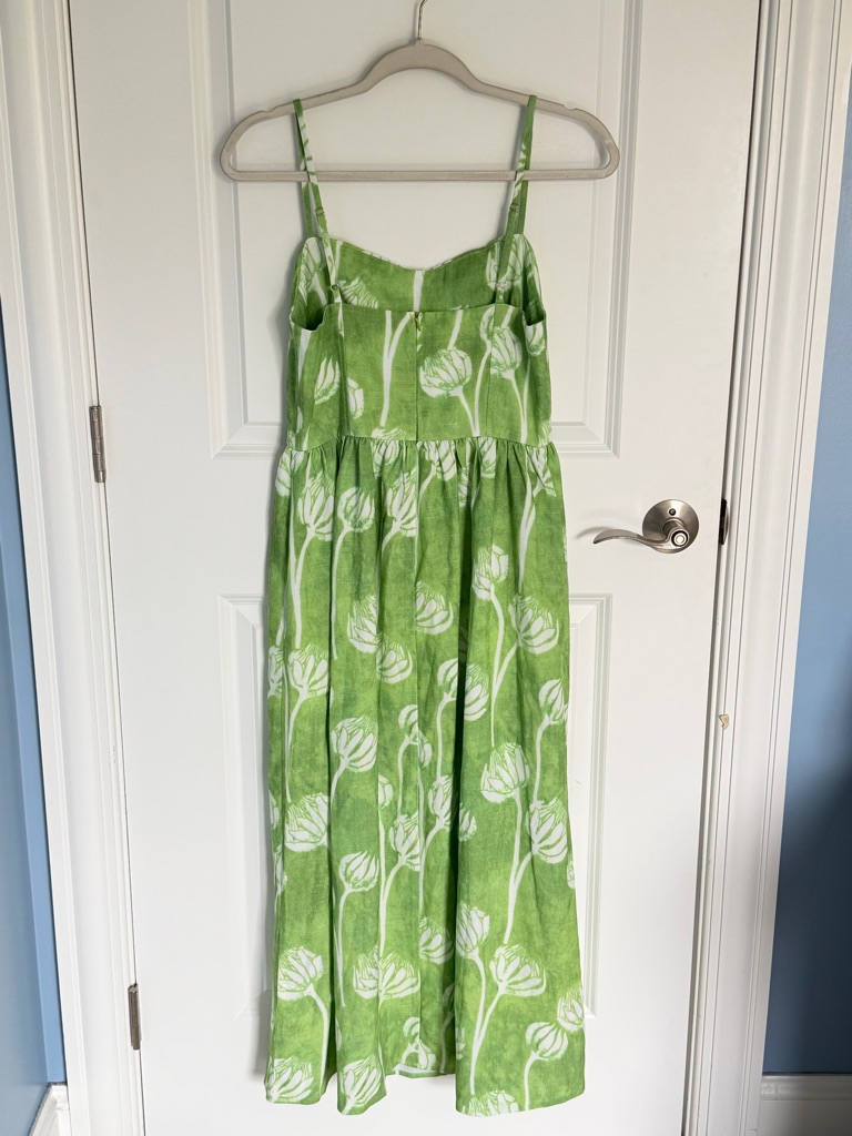 Rihoas Lime Green Floral Patterned Midi Dress Sizer Medium 39605 — image 6 of 8